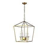 4-flammige goldene Laternen-Pendelleuchte, poliertes Nickel-Finish, Hängeleuchte, geometrischer Kronleuchter mit verstellbarer Kette, Metallkäfig-Pendelleuchten, Kücheninsel, Esszimmer, Foyer-Lampe