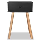 Nachttisch Retro Nachttisch mit Gestell aus MDF Schwarz Braun 2 Stück stabil Schlafzimmer Home Office