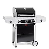 Barbecook Siesta 310 50 MB Gasgrill-wagen 3 Brenner mit Seitenbrenner, leistungsstark 12kW, schwarz, 124 x 56 x 119 cm