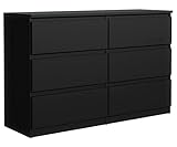 3xEliving Kommode, Sideboard DEMII mit 6 Schubladen in Schwarz, Höhe: 78 cm Breite: 120 cm Tiefe: 39 cm