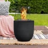muenkel design Vagos – Asphalt-schwarz – Bio-Ethanol Feuerstelle Gartenfackel Terrassenfeuer mit Round Burner 300 Brennkammer
