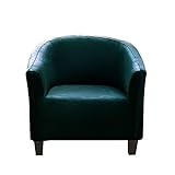 FZ FUTURE Samt Sesselbezug Stretch Weich Universal-Sesselschoner Sesselhusse für Cocktailsessel Waschmaschinenfest rutschfest Sofa Möbelschutz für Clubsessel Loungesessel,Grün