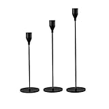 FIAHOSEY Schwarzes Kerzenhalter-Set, 3 Stück, matte Kerzenhalter für Spitzkerzen, Kerzenhalter-Set für Weihnachten, Silvester, Hochzeit, Esstisch, Tafelaufsatz, Dekoration, Schwarz