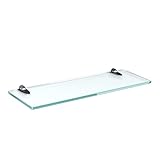 bijon Glasregal Glasablage Wandregal Glas Bad-Regal Glas Badezimmer Regal Badablage Ablageregal - 8mm Hartglas, 80 x 12 cm, Milchglas + Halterung A - Chrom Glanz Optik