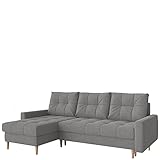 MKS Meble Ecksofa L-Form Sofa Mit Schlaffunktion - Grau - Wohnlandschaft - Ausklappbar Bettsofa - Wohnzimmer L Couch - Polstersofa mit Bettkasten Scandi