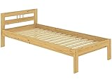 Erst-Holz® Einzelbett Kiefer Natur Massivholz 100x200 Futonbett Jugendbett mit Rollrost 60.64-10