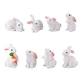 SOIMISS Mini Hase Figur Ostern Kaninchen Dekofigur Miniatur Osterhase Figur Tierfigur Blumentopf Ornament für Ostern Sukkulenten Pflanzer Mikrolandschaft Puppenhaus Deko 8 Stück (zufälliger Stil)