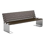 Gartenbank Outdoor-Bank mit Rückenlehne, klassische Parkbank mit stabilem Stahlrahmen, Rückenlehne und Sitzfläche aus Massivholz, Terrassen-Casual-Bankstuhl for 2–3 Personen, Dunkelbraun Bänke für Gar