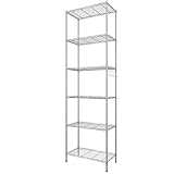 BATHWA Lagerregal-küchenregal 6 Ablage Standregal Heavy Shelf Unit Badezimmerregal Metallregal Küchenregal mit Seitenhaken aus verchromt 54 x 29 x 160cm, Silber