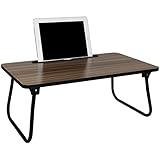 Koopman Betttisch mit klappbaren Beinen Frühstückstablett Bett Serviertablett Betttablett Laptoptisch Laptop Tisch Tablett PC Ständer, Braun/Schwarz, 52,5 x 30 21,5 cm