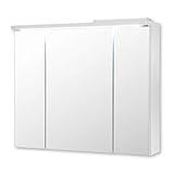 POOL Spiegelschrank Bad mit LED-Beleuchtung in Artisan Eiche Optik, Weiß - Moderner Badezimmerspiegel Schrank mit viel Stauraum - 60 x 68 x 20 cm (B/H/T)