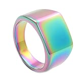Aotiwe Herren Ringe Classic, Ring Herren Titan Quadratischer Dicker Ring Bunt Größe 67 (21.3)