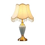 PAREKS Nachttischlampe Europäischer Stil Einfache Schlafzimmer Nachttischlampe Keramik Alle Kupfer Romantische Warme Dekorative Tischlampe Nachttischlampen
