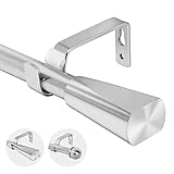 Eson Casa Vorhangstange ausziehbar 210-310cm, Dia 16/19mm Verstellbare Metall-Gardinenstange mit trapezförmigen Endstücken für Ösenvorhänge, Elegante Modern Dekorative Fensterstange, Nickel gebürstet.