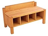 BioKinder Kindergartenbank Garderobenbank Kinderbank Sitzbank Robin mit 4 Fächern aus zertifiziertem Massivholz Erle 80 cm
