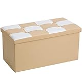 AZICYN Aufbewahrung Ottoman Box Kunstleder Klappbank Sitzkiste, Hocker mit Stauraum, Sitzbox Fußhocker für Büro, Wohnzimmer, Schlafzimmer, 76 * 38 * 38 cm (Beige) (Color : Blue, Size : 76