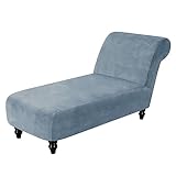 SANKECAAO Samt Chaiselongue Schonbezüge, Liegesessel Schonbezug Elastische Ohne Armlehne Liegesessel Stuhlbezug Rutschfes Waschbare Relaxliege Schonbezug Für Wohnzimmer-grau Blau-Large