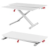 Leitz Schreibtisch-Aufsatz mit Tastaturablage, Höhenverstellbarer Aufsatz für Bildschirme, Monitore & Laptops, TÜV- & IGR-zertifiziert, Kompakt, 800 x 420 mm, Ergo Cosy Serie, Weiß & Grau, 65320085