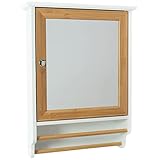 osoltus Spiegelschrank Badschrank mit Spiegel Bambus weiß 37x15x55cm (Spiegelschrank)