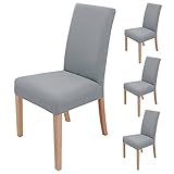 sorliva Stuhlhussen 4er Set Elastische Stuhlbezug Hussen für Esszimmer Stühle Schwingstühle Schutz Stuhlbezüge Waschbar Spannbezug für Küche Hochzeit Büro Bankette Partys Hotel (Grau)