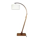 Holtaz Bogenlampe LEA Stehlampe Stehleuchte aus Holz und Stoffschirm mit E27 Fassung Schirm - Standlampe für Büro Wohnzimmer Schlafzimmer Hotel – 205 cm hoch