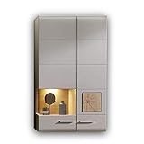 Stella Trading FUN PLUS 2 Hängevitrine in Basalt mit schönen Hirnholz-Applikationen - Glasvitrine inkl. LED-Beleuchtung - 80 x 136 x 37 cm (B/H/T)