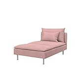 Soferia Kompatible Ersatzbezug fur SODERHAMN Recamiere, Stoff Majestic Velvet Blush Pink, Rosa