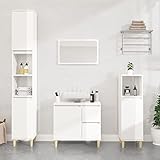 TOYOCC Schränke & Aufbewahrung,Waschtischunterschränke,Badezimmer Waschtisch,Badezimmerschrank Hochglanz-Weiß 30x30x190 cm Holzwerkstoff