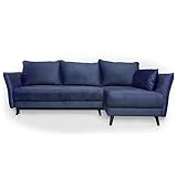 Siblo Ecksofa mit Schlaffunktion Vera Kollektion - Große Couch L Form 4 Personen - Schlafcouch mit Bettkassen - Klappsofa mit Bettkasten Sofa 4-Sitzer - 240x152x91 cm - Blau - Rechte Ecke