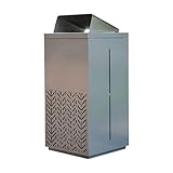 PTTRNS Outdoor Mülleimer Großraum-Stahl-Trash-Dose mit großem Kapazität mit geneigter Oberdeckel-Metall-Mülleimer mit Deckel-Quadrat-Mülleimer mit innerem Eimer Mülltonnen