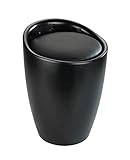 WENKO Badhocker Candy Schwarz matt, Sitzgelegenheit, Hocker mit Stauraum für das Badezimmer und Wohnzimmer, integrierter Wäschesammler, ABS-Kunststoff, BPA-frei, Fassungsvermögen 20 L, Ø 36 x 50,5 cm