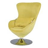 Mingone Cocktailsessel Sessel Wohnzimmer Modern Sessel aus Samt Einzelstuhl mit Kissen Retro-Design für Schlafzimmer (Gelb)