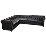 vidaXL Chesterfield Ecksofa Eckcouch Loungesofa Couch 6-Sitzer KunstlederSchwarz