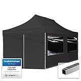 TOOLPORT Faltpavillon Faltzelt Pavillon 3x6m - 4 Seitenteile Aluminium 32mm Partyzelt 700N schwarz