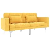 vidaXL Schlafsofa mit 2 Kissen Sofa Gästesofa Schlafcouch Bettsofa Sofabett Couch Bettcouch Polstersofa Gästebett Wohnzimmer Gelb Stoff