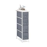 Relaxdays Regalsystem, 4 Stoff-Schubladen, HxBxT: 76 x 20 x 48 cm, universale Schubladenbox, Metall und Holz, grau