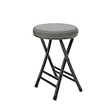 alleda Hocker Metall Schwarz & Grau klappbar gepolstert 50 x 30 x 30cm, mehr stabil mit 2 Querstangen, mit Bodengleiter und robustem Kunstleder