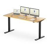FLEXISPOT EG1 160 x 80 cm Elektrischer Höhenverstellbarer Schreibtisch, FSC-Zertifiziert, 2-Fach-Teleskop - Ergonomisches Sitz-Stehpult mit Tischplatte (Schwarz Gestell, Ahorn)