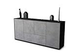 Stil.Zeit Sideboard Elias - Korpus Anthrazit matt - Front Beton Industrie-Design (180x79x35cm) Push-to-Open Technik & Leichtlaufschienen