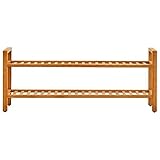 Schuhregal aus massiver Eiche, 2-stöckig, Schuhbank, Schuhregal, für Eingang, Wohnzimmer, Schlafzimmer, Badezimmer, 100 x 27 x 40 cm