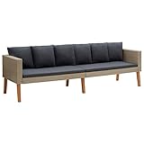 BULANED 3-Sitzer-Gartensofa mit Auflagen, Gartenlounge, Garden Sofa, Balkonmöbel, Gartenmöbel, Loungemöbel, Poly Rattan Beige