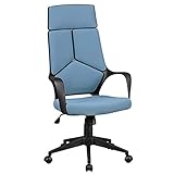 möbelando Bürostuhl Stoffbezug Blau Schreibtischstuhl Design Chefsessel Drehstuhl mit Wippmechanik & Armlehne