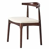SAFWEL Sessel Retro Stück Esszimmerstuhl, Kunstleder Horn Stuhl Für die Office Lounge Sessel, Beine aus massiver Buche Lagergewicht 200kg (Color : Milky White)