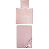 roba Babybettwäsche Lil Planet 80 x 80 cm - 2-teiliges Bettwäsche Set - Bio Baumwolle - GOTS und Oeko-Tex 100 Zertifiziert - Rosa/Mauve Spannbettlaken Lil Planet 40 x 90 – 45 x 90