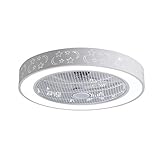 SEYFI Deckenventilator Mit Lichtern Led -Deckenlüfter Mit Licht Und Fernbedienungssteuerung Spülhalterung Geschlossener Schalenlüppvent/C/55 Cm/21,6 Zoll