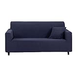 YLLUPD Sofabezug für 3 Sitzer,1 Stück Stretch Sofahusse Universal Antirutsch Jacquard Couch Bezug mit 2 Kissenbezug Sofa Überzug Möbelschutz-1 Sitzer-Navy blau