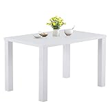 GOLDFAN Esstisch Weiß Küchentisch Moderner Stil Quadratischen Tisch MDF Holz Weiss Hochglanz für Wohnzimmer Büro Küche 110x70cm