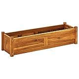 Pflanzkästen für den Garten, erhöhte Gartenbeete, Gartenbedarf, Garten-Hochbeet aus Akazienholz, 99,9 x 30 x 24,9 cm, für Terrasse, Hinterhof, Balkon