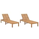 vidaXL 2X Sonnenliege Liegestuhl Relaxliege Relaxstuhl Holzliege Gartenstuhl Gartenmöbel Liege Verstellbar Terrasse Massivholz Teak
