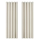 PONY DANCE Extra Breite Gardinen Hellbeige Blickdicht 2 Stücke H 228 x B 167 cm Verdunklungsvorhänge Thermovorhang Wohnzimmer Gardienen mit Ösen Vorhang Verdunkelung